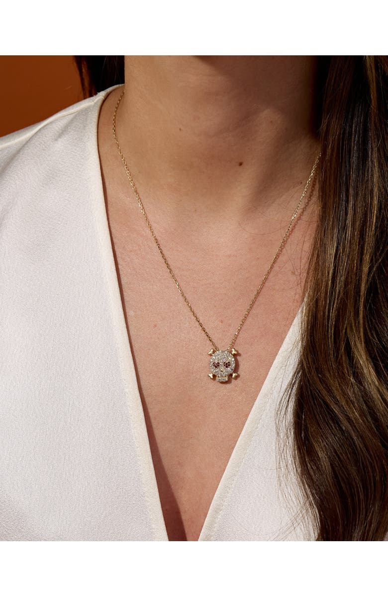 Campbell + Charlotte Juju Skull Charm Necklace, Alternate, color, Gold