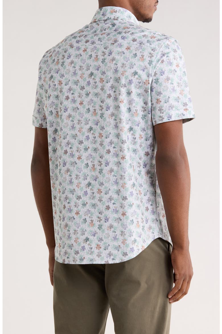 Miles OoohCotton® Abstract Print Short Sleeve Button-Up Shirt, Alternate, color, WHITE/ JADE