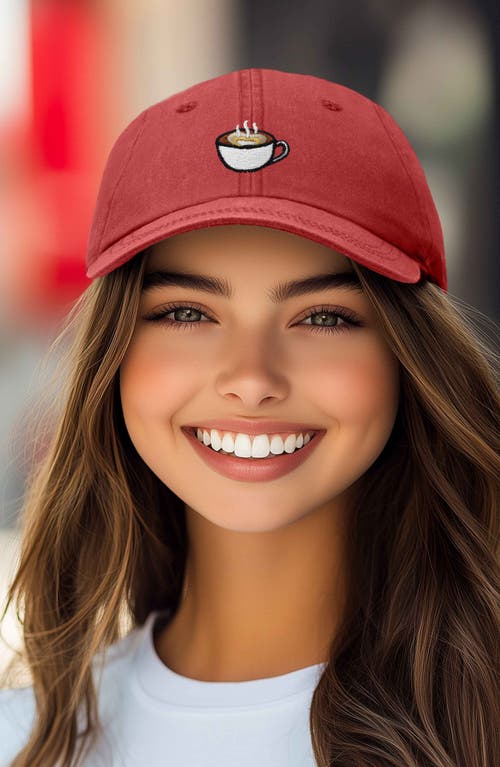Dalix Cappuccino Embroidered Casual Cap In Washed Red