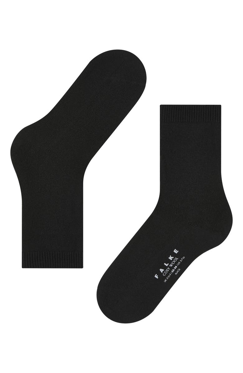 Falke Cosy Crew Socks, Alternate, color, Black