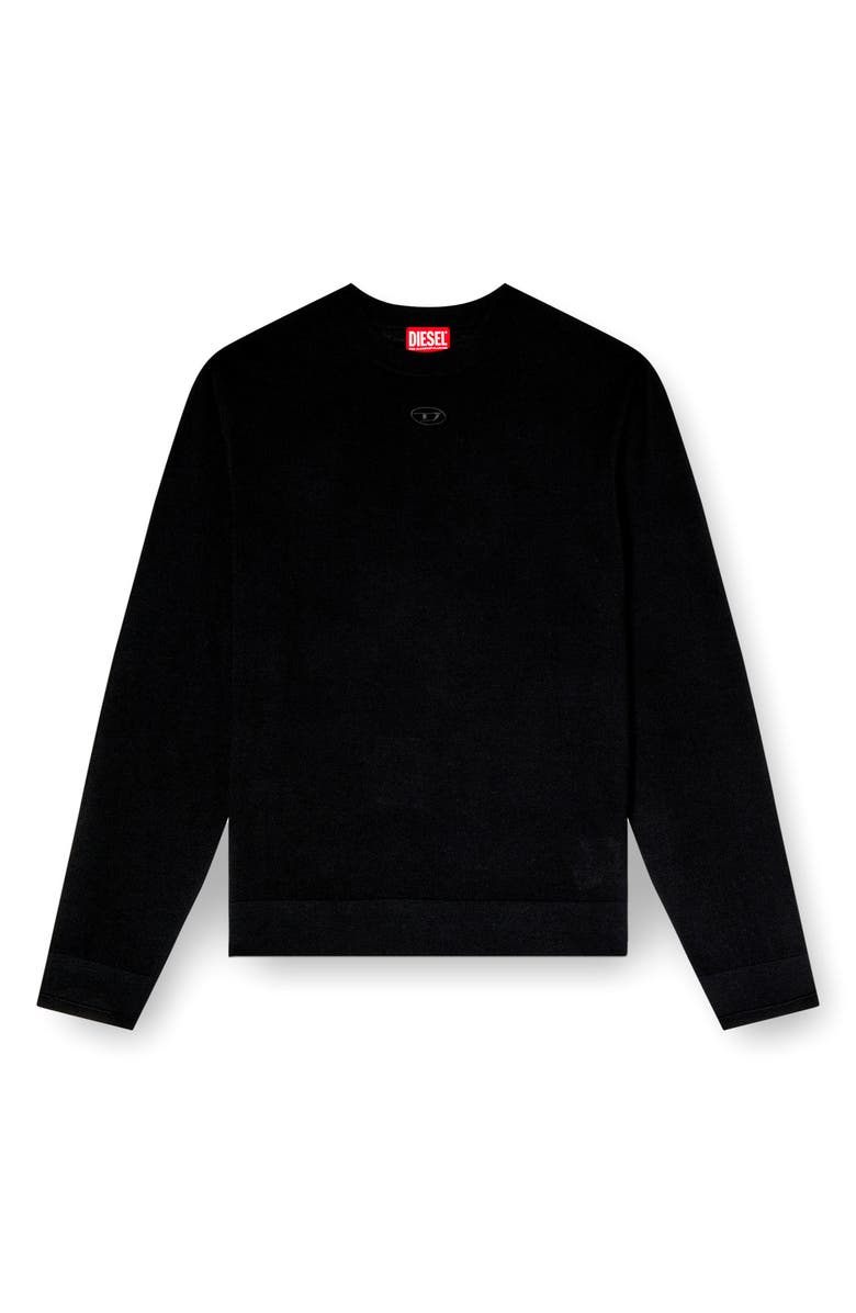 DIESEL<sup>®</sup> k-valiam Cutout Logo Wool Sweater, Alternate, color, Deep/ Black