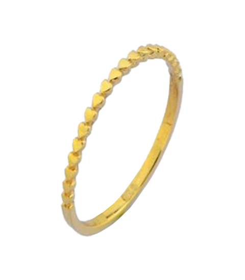 Solid Mini Beaded Hearts Ring 14K