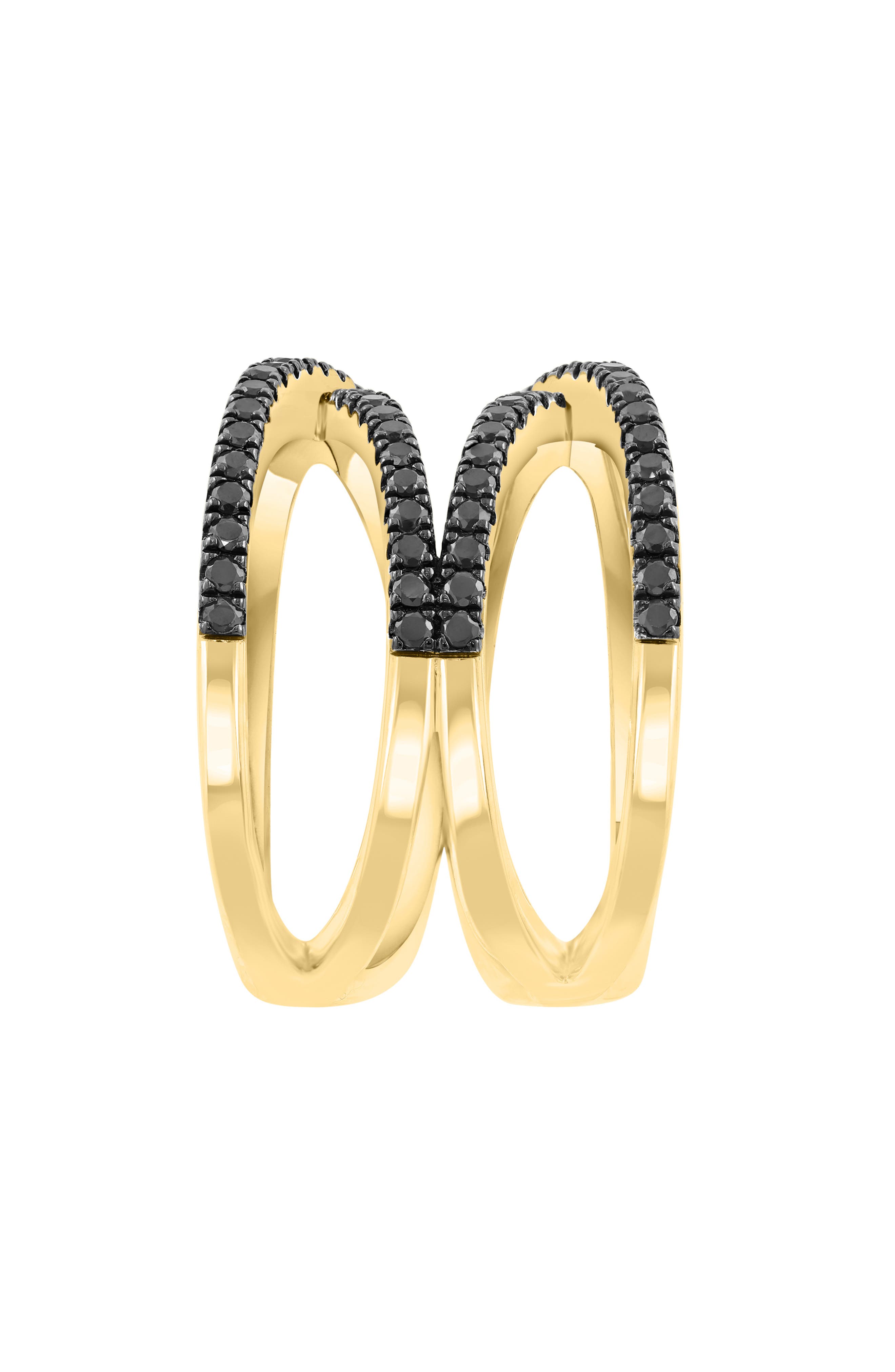 EFFY Black Spinel Crisscrossing Multiband Ring