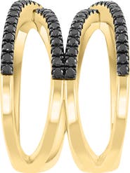 EFFY Black Spinel Crisscrossing Multiband Ring
