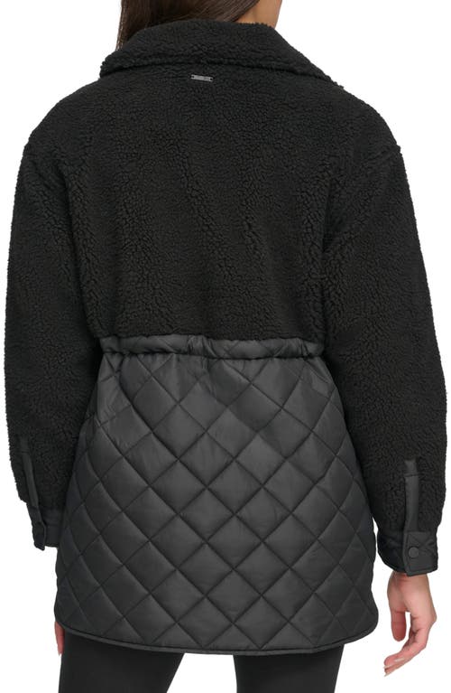Andrew Marc Sport Mixed Media Faux Shearling Quilted Jacket In Black