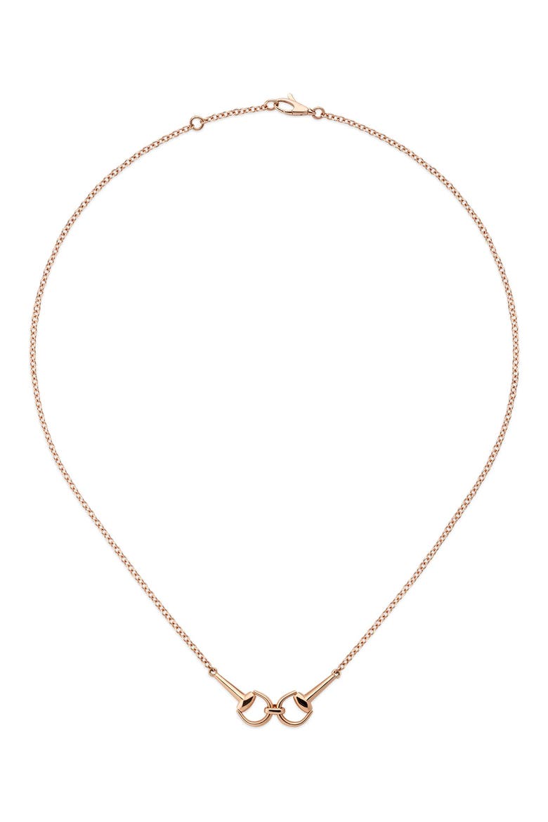 18K Pink Gold Diamond Horsebit Necklace, Alternate, color, PINK GOLD