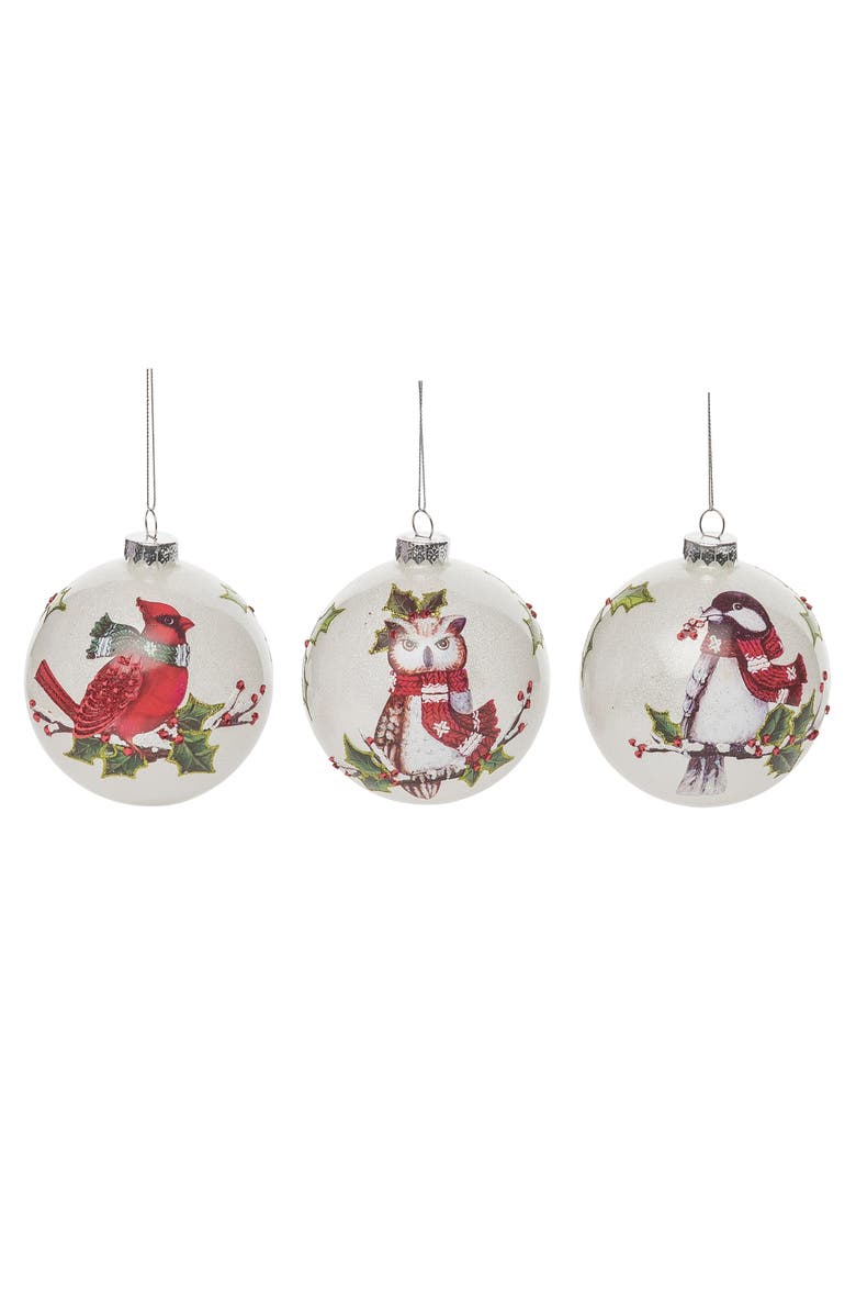 Transpac Multicolored Christmas Scarf Bird Ornament Set of 3, Main, color, Multicolored