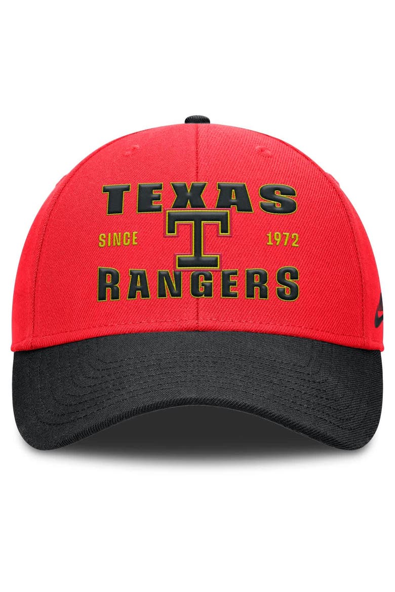 Men's Nike Crimson/Black Texas Rangers Neon 90s Rise Adjustable Hat, Alternate, color, Crimson