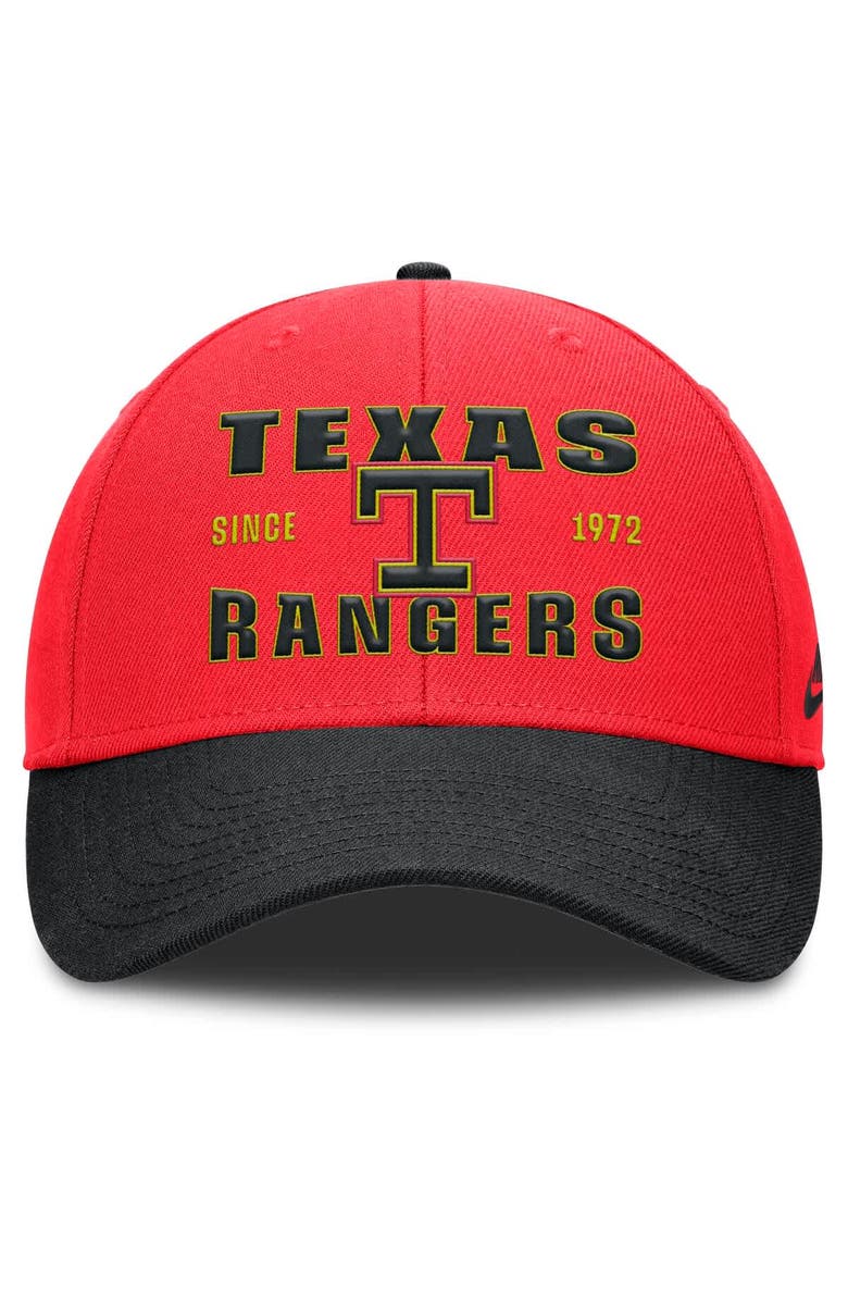 Nike Men's Nike Crimson/Black Texas Rangers Neon 90s Rise Adjustable Hat, Alternate, color, Crimson