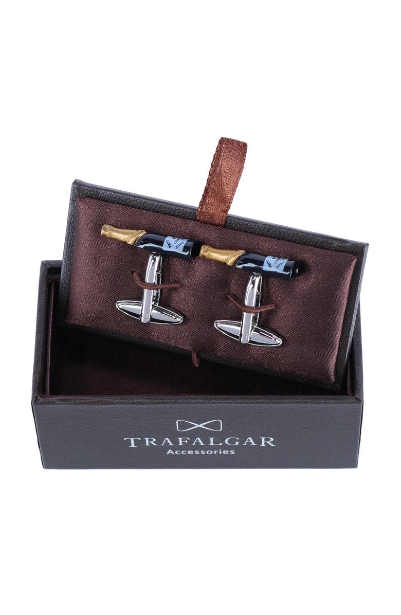 Trafalgar Celebrate Champagne Bottle Novelty Cufflinks, Alternate, color, Green