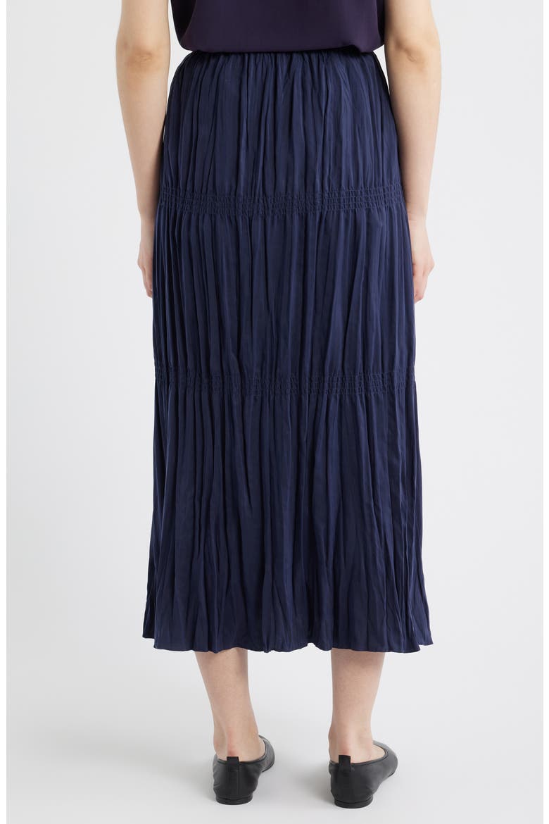 Smocked Silk Midi Skirt, Alternate, color, INK