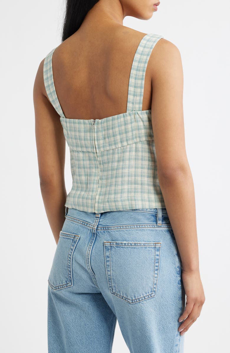 Reformation Clarence Check Linen Top, Alternate, color, Zephyr Check