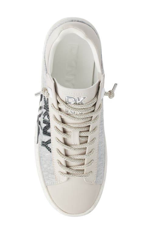 Dkny Ginali Logo Graffiti Platform Sneaker In Grey/white