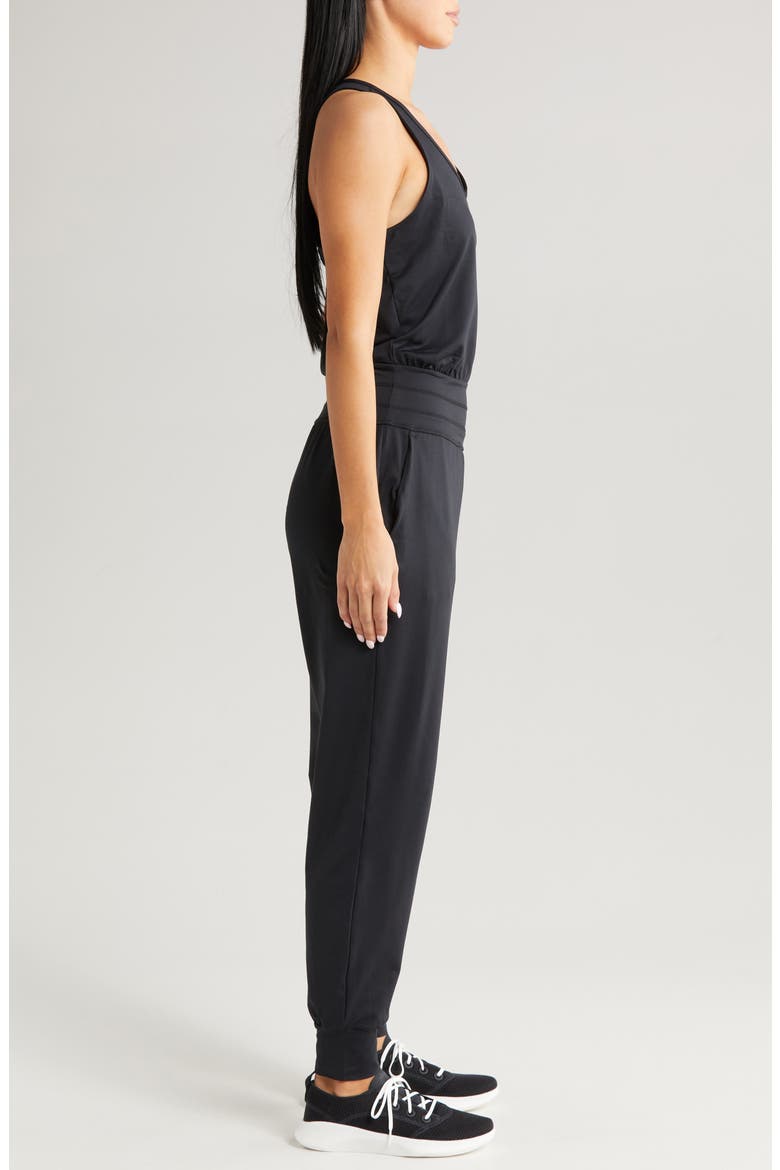 Gaia Yoga Jumpsuit, Alternate, color, BLACK