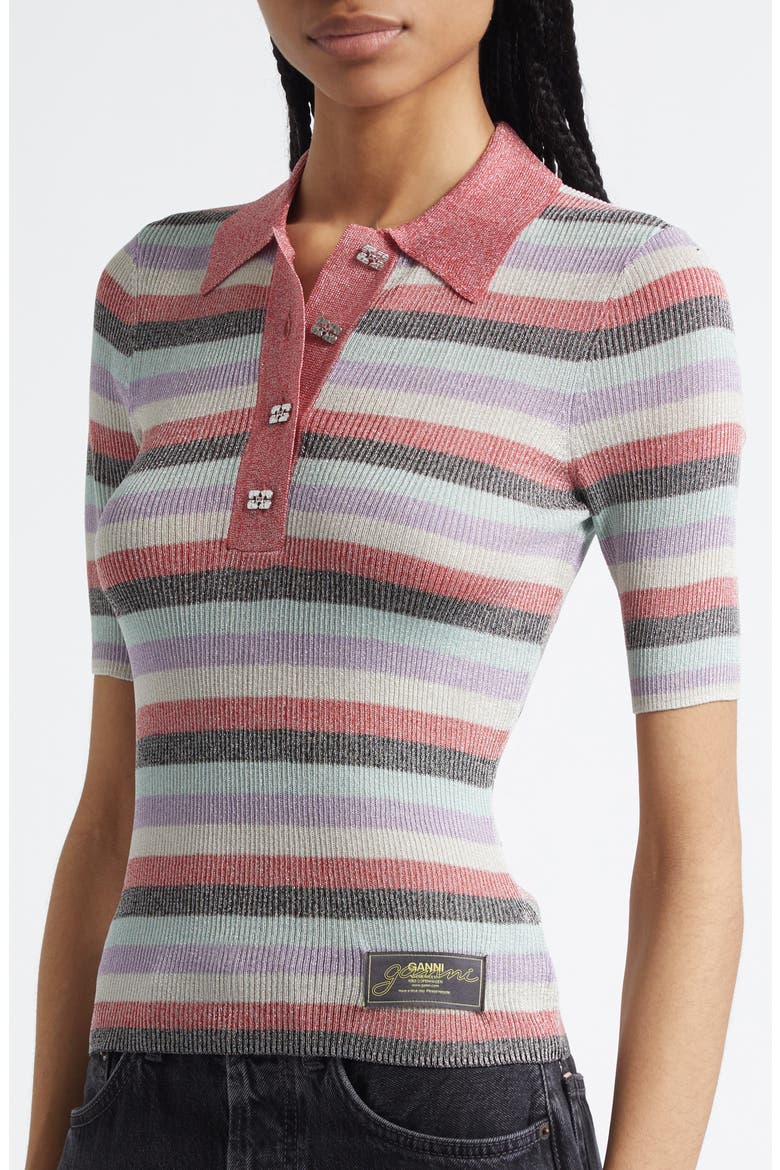 Sparkle Rib Stripe Polo, Alternate, color, MULTICOLOR