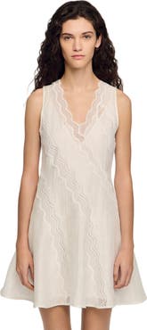 SANDRO Short trimmed linen dress