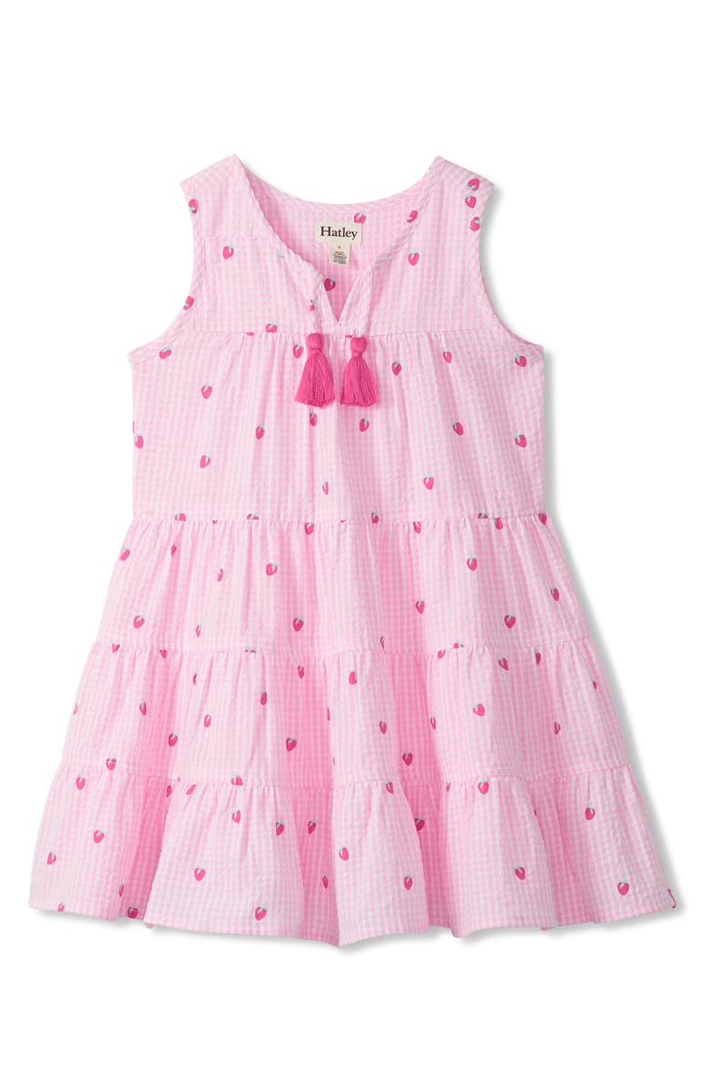 Hatley Kids' Embroidered Gingham Cotton Dress, Main, color, 