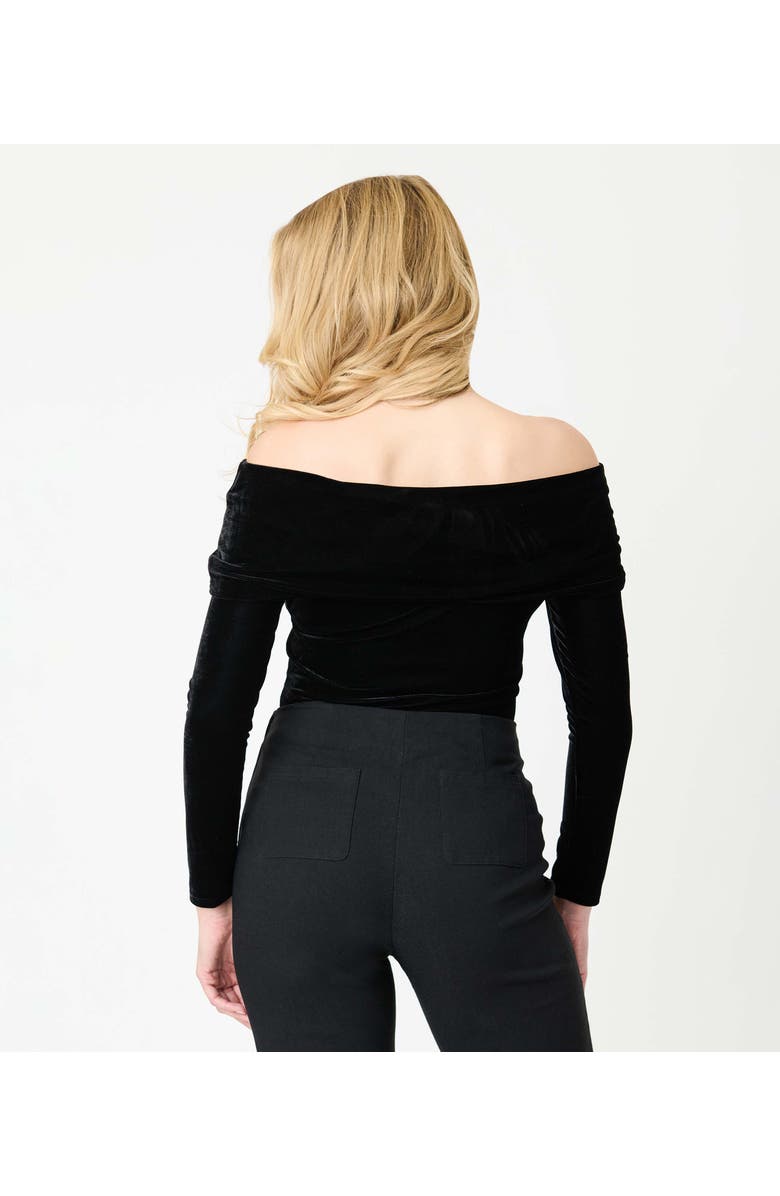 Unique Vintage Fold Shoulder Long Sleeve Knit Top, Alternate, color, Black