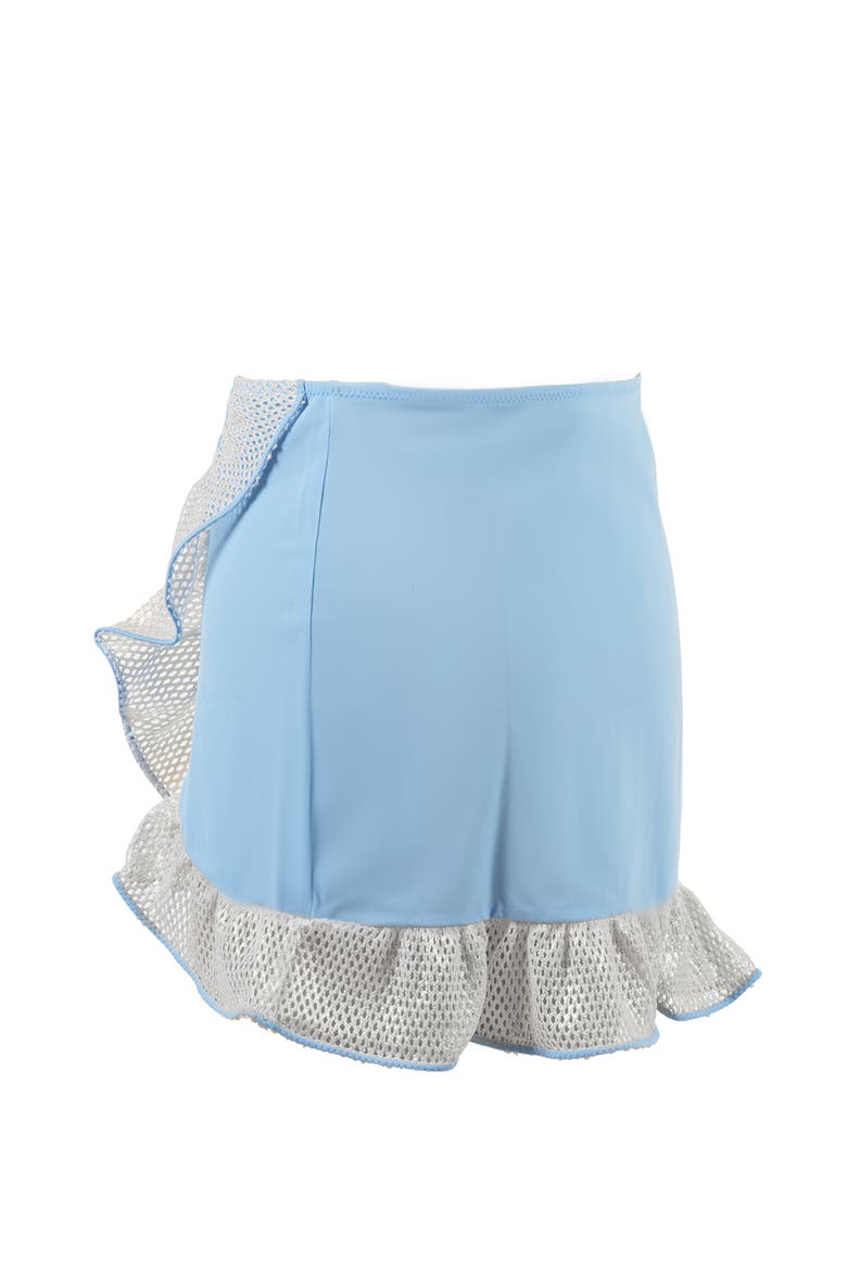 Asymmetric Mesh Wrap-Style Swim Skirt, Alternate, color, Blue