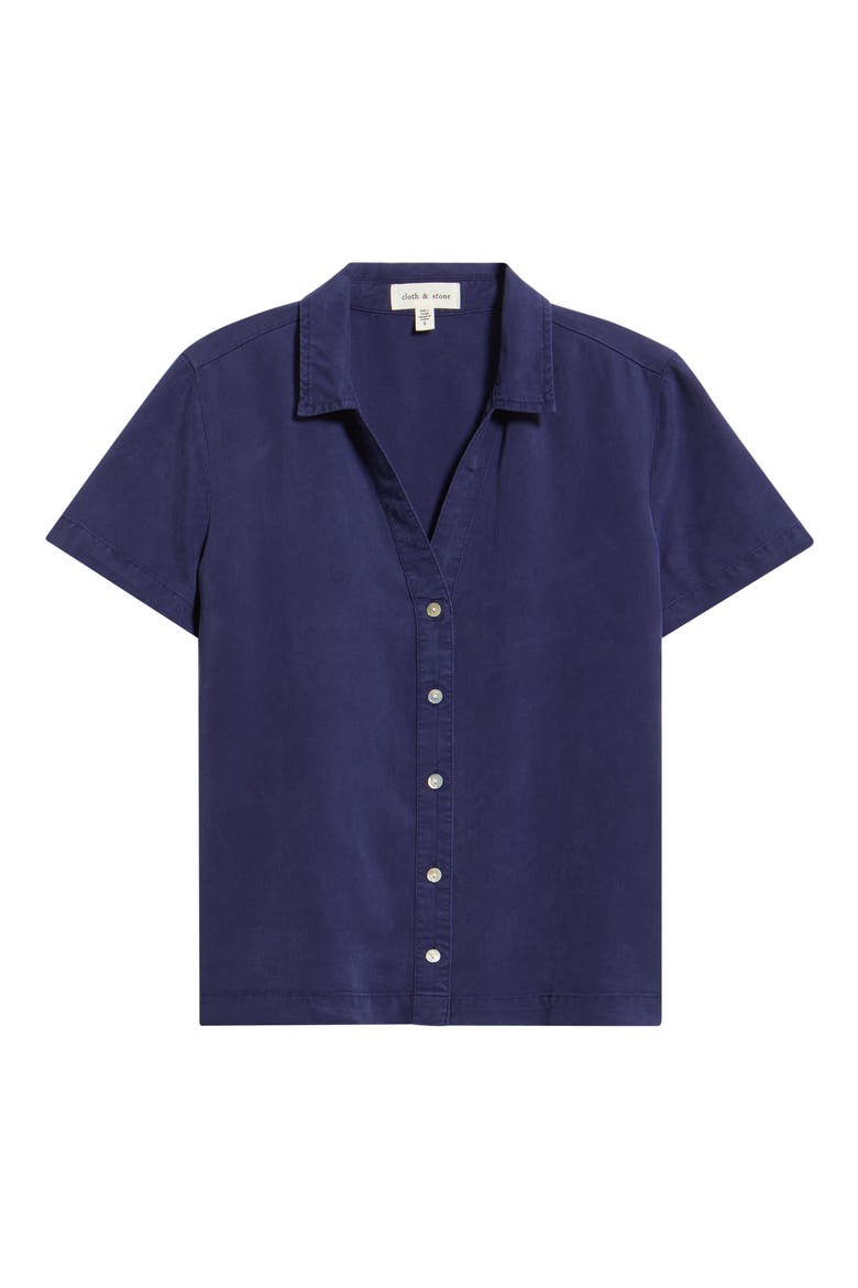 Flowy Button-Up Shirt, Alternate, color, NIGHTFALL BLUE