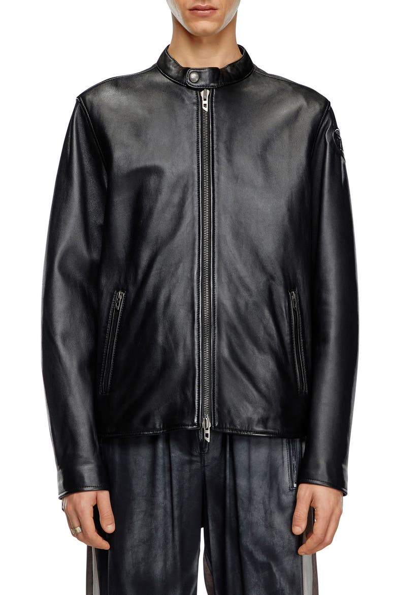L-Carver Leather Moto Jacket, Main, color, DEEP/ BLACK