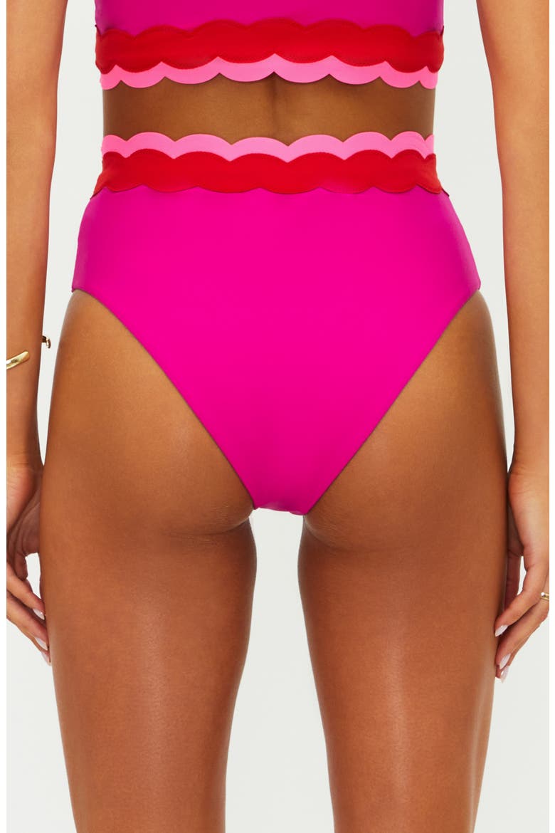 Harriet High Waist Bikini Bottoms, Alternate, color, FUCHSIA RED NEON PINK WAVE