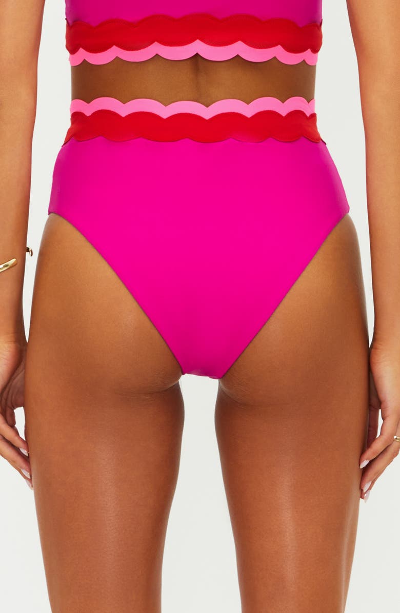 Beach Riot Harriet High Waist Bikini Bottoms, Alternate, color, Fuchsia Red Neon Pink Wave