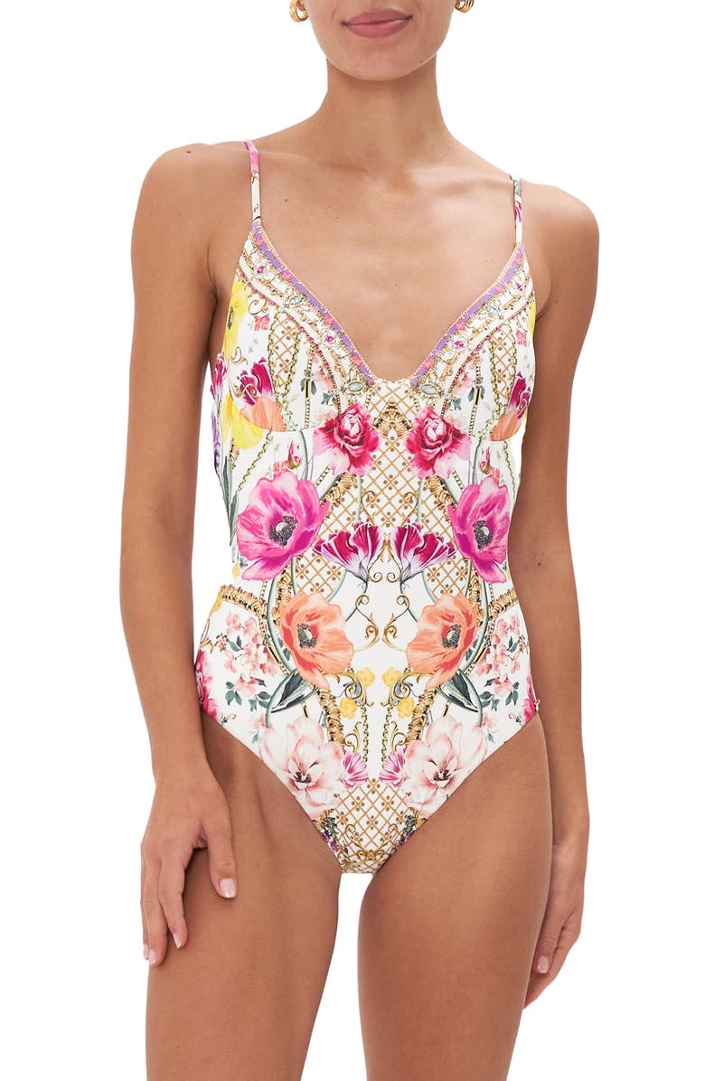 Camilla Destiny Calling Floral Underwire One-Piece Swimsuit, Main, color, 