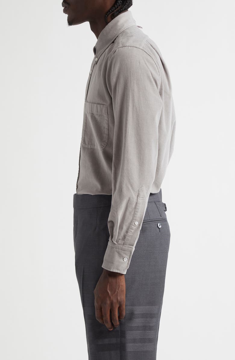 Thom Browne Straight Fit Cotton Corduroy Button-Down Shirt, Alternate, color,