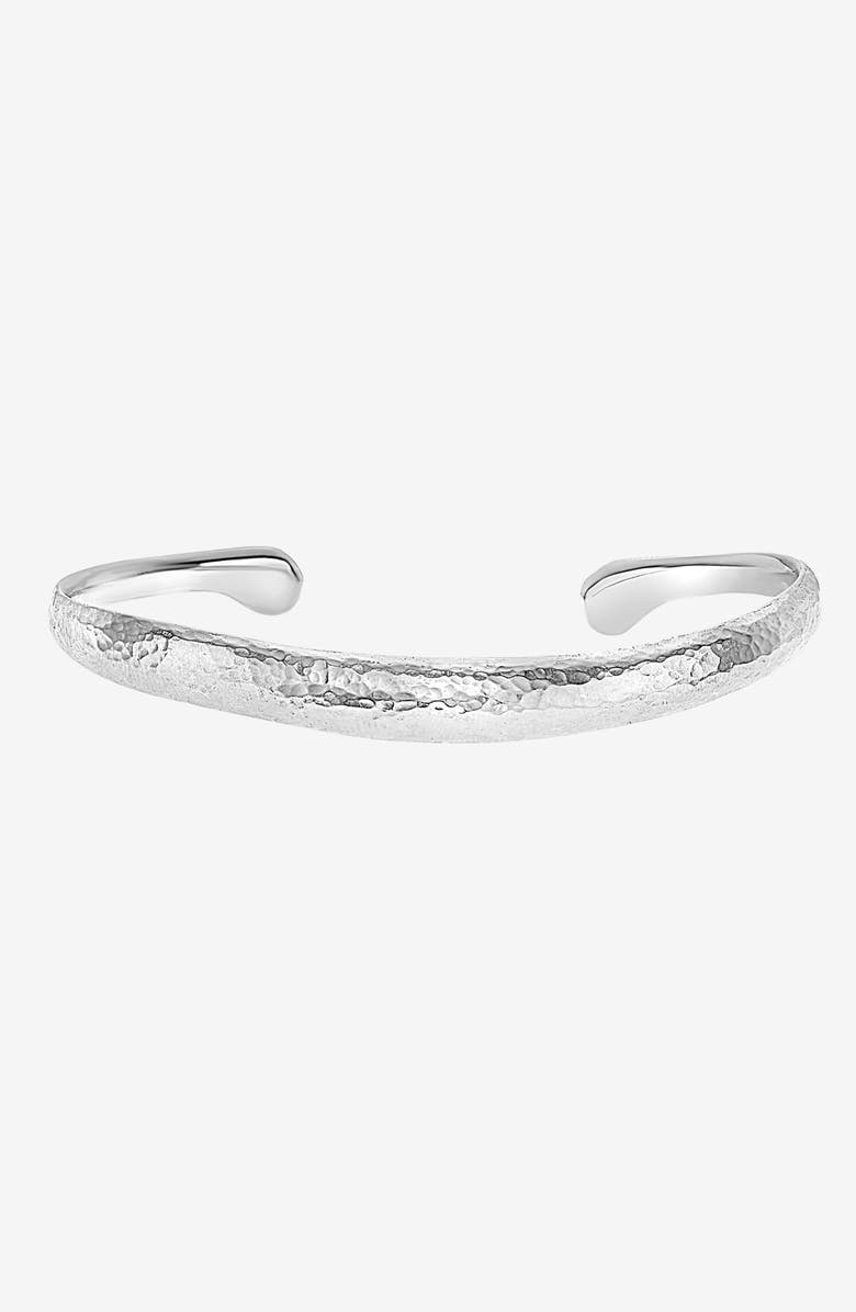Dower & Hall Men's Hammered Curved Bangle, Main, color, Sterling Silver