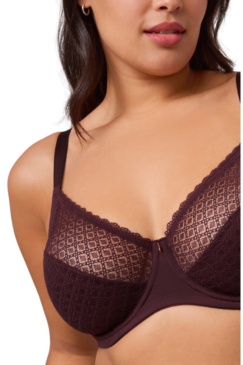Muse Underwire Full Cup Lace Bra, Alternate, color, FUDGE
