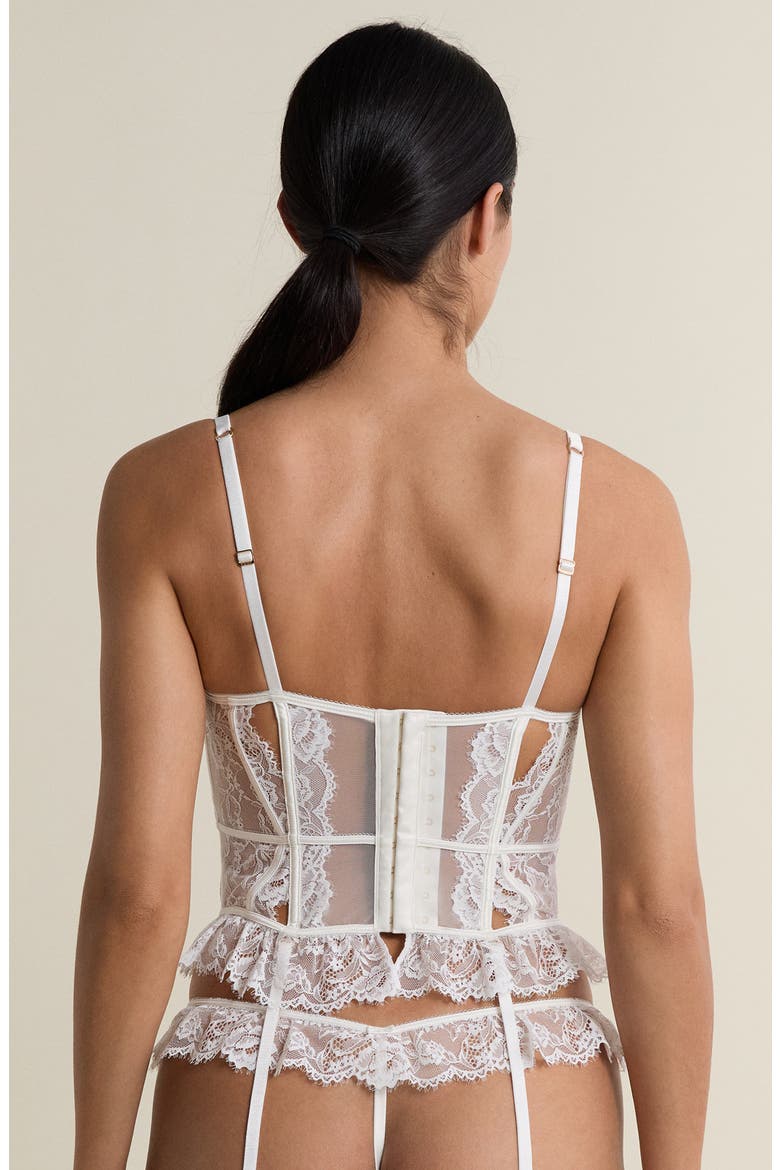 Beloved Lace Underwire Bustier with Garter Straps, Alternate, color, WHITE