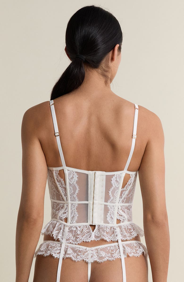 Etam Beloved Lace Underwire Bustier with Garter Straps, Alternate, color, White