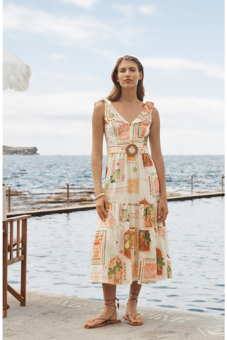 Layne Belted Midi Dress, Alternate, color, ALMADA HOLIDAY