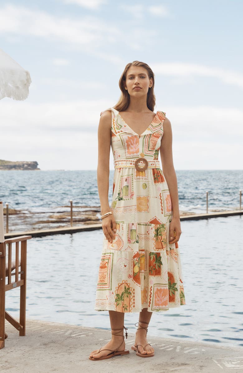 Ever New Layne Belted Midi Dress, Alternate, color, Almada Holiday