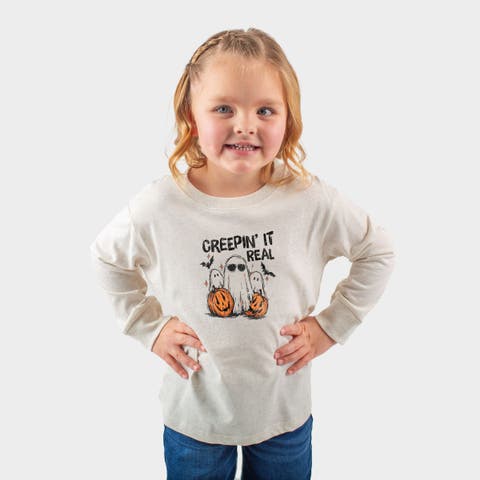 Creepin it Real Ghosts Toddler Long Sleeve Graphic Tee