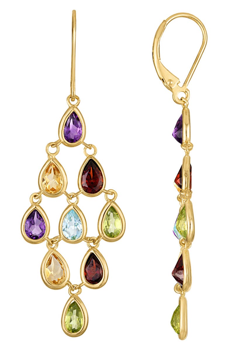 FZN Multigem Gold Plated Sterling Silver Drop Earrings, Main, color, Yellow