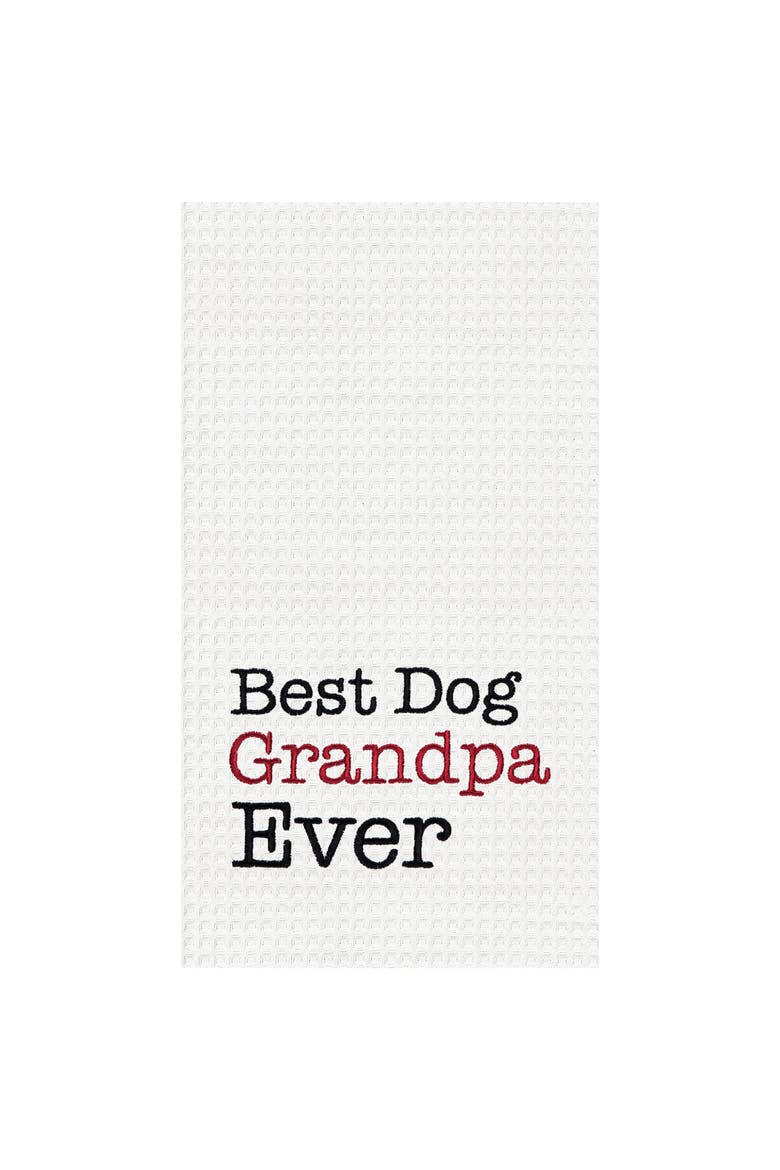 Dog Grandpa Kitchen and Bathroom Embroidered Waffle Hand Towel, Main, color, Black