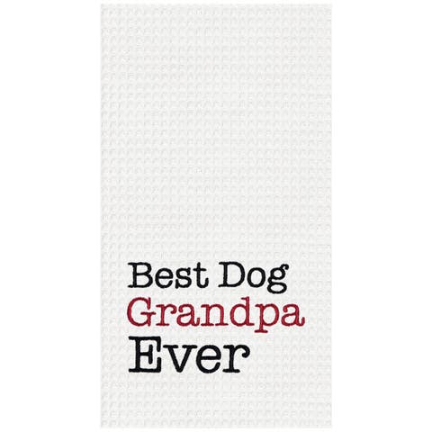 Dog Grandpa Kitchen and Bathroom Embroidered Waffle Hand Towel
