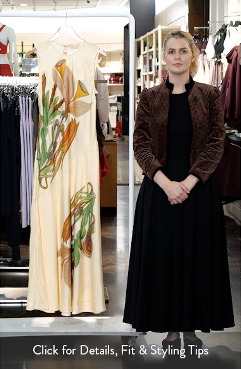 Gaea Botanical Silk Midi Dress, sales video thumbnail
