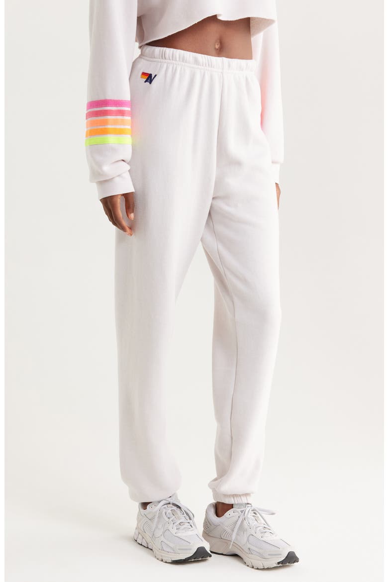 Stripe Sweatpants, Alternate, color, DOVE/NEON