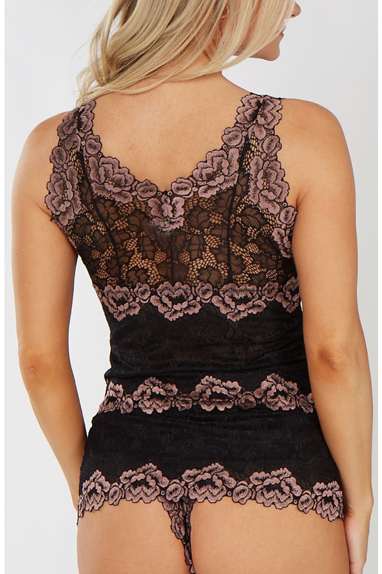 Lace Overlay Cami and High-Waist Panty Set, Alternate, color, Mocha