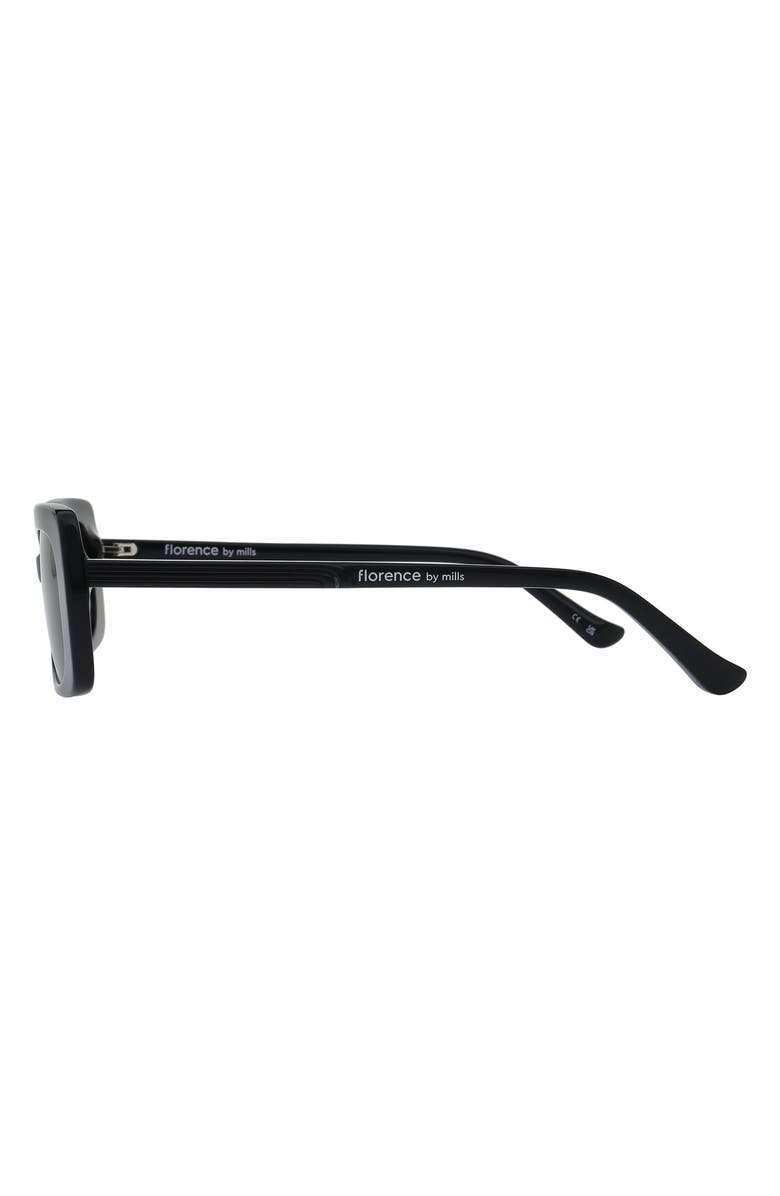 Florence by Mills 52mm Rectangular Sunglasses, Alternate, color, Gloss Black