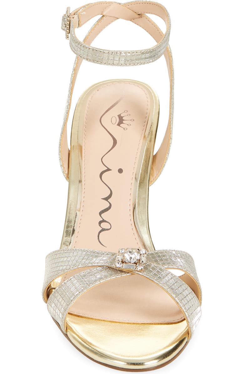 Nina Vinka Crystal Embellished Sandal, Alternate, color, Platino