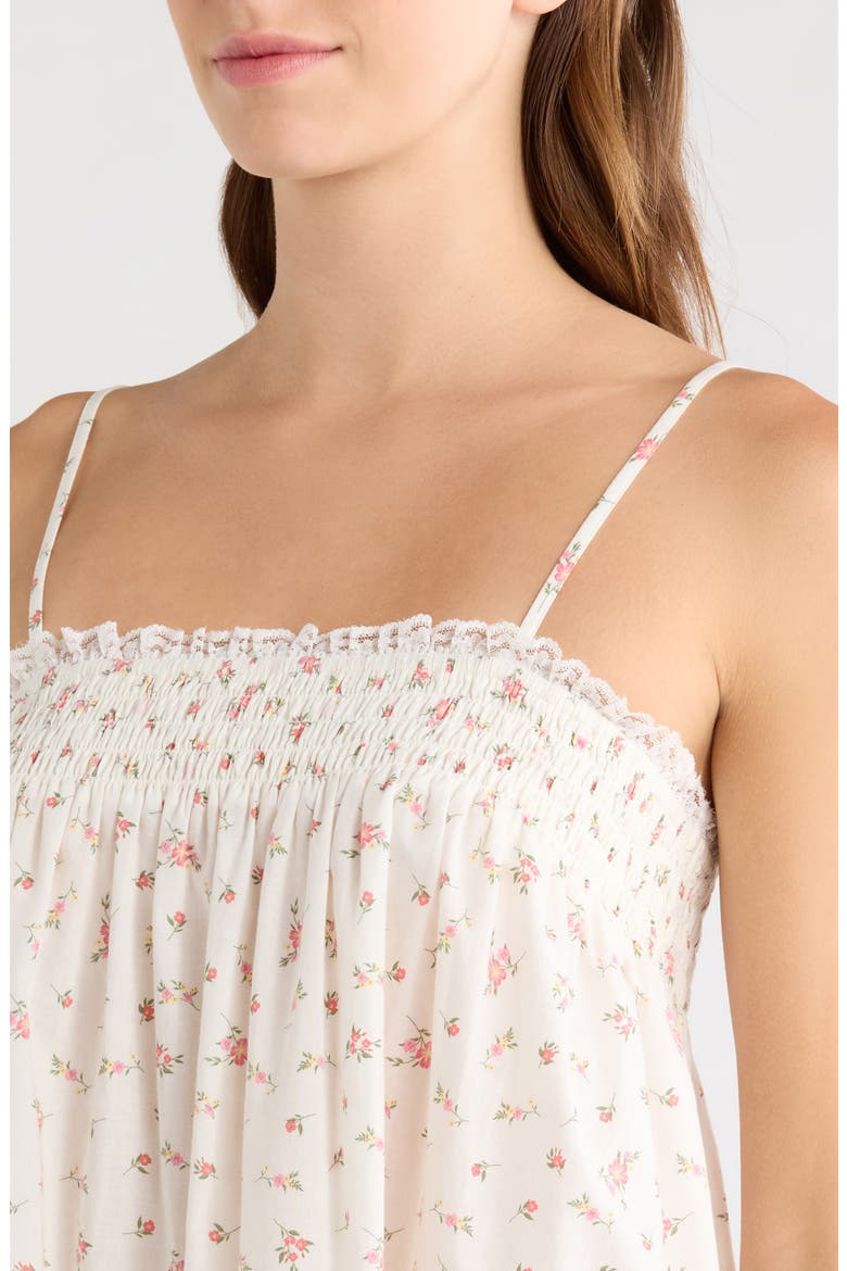 Flirty Cotton Nightgown, Alternate, color, IVORY/ CORAL FLORAL