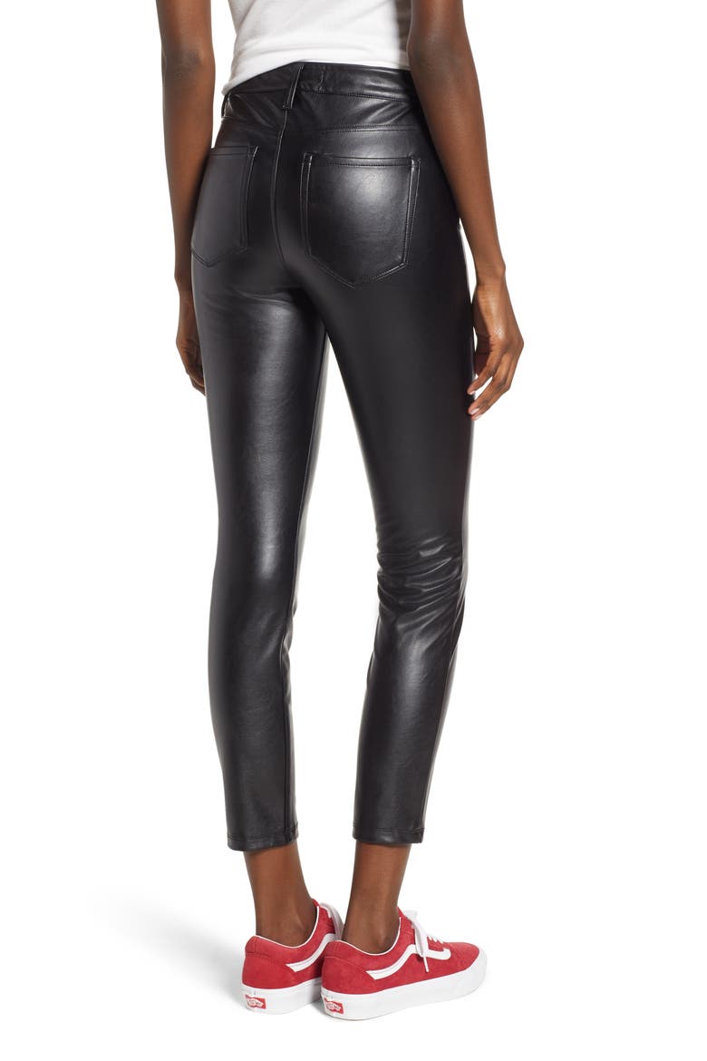 High Waist Faux Leather Skinny Pants, Alternate, color, BLACK