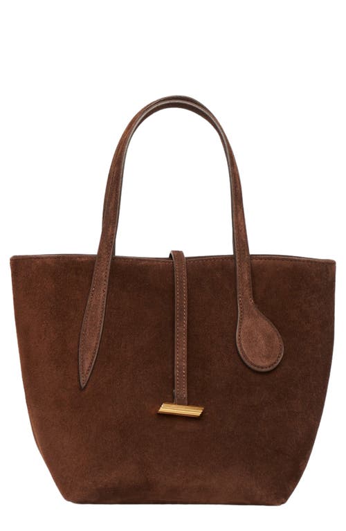 Little Liffner Mini Sprout Suede Tote In Brown