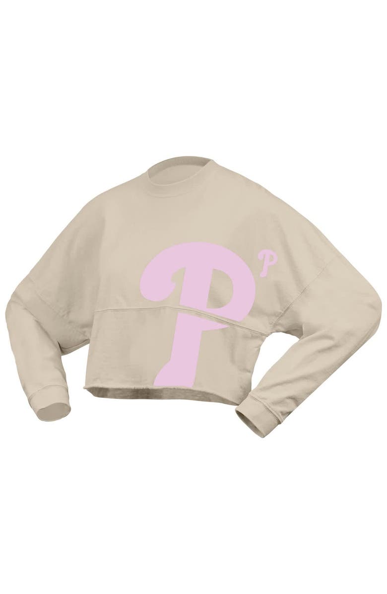FANATICS Women's Fanatics  Cream Philadelphia Phillies Floral Preppy Cropped Long Sleeve T-Shirt, Alternate, color, 