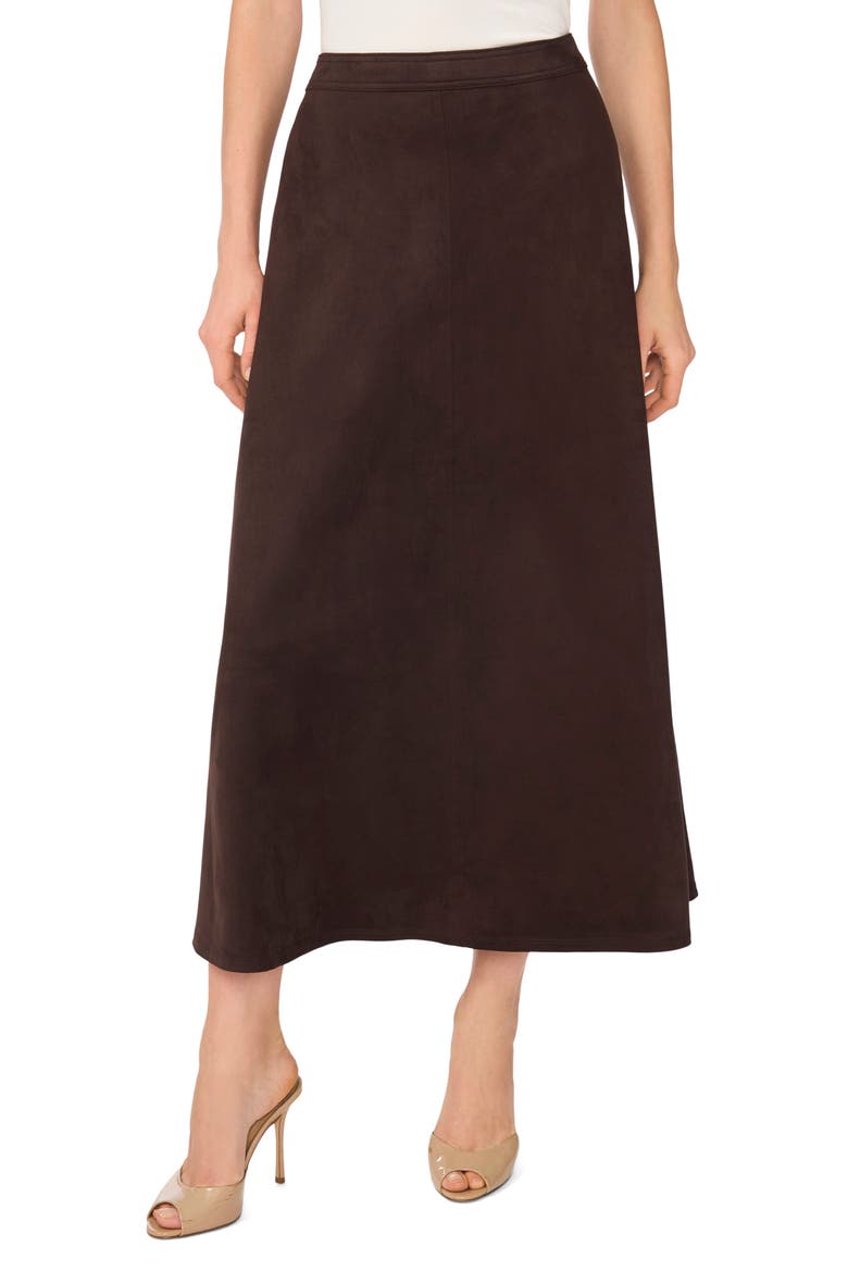Faux Suede A-Line Skirt, Main, color, CALL ME CHOCOLATE