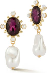 SPHERA MILANO CZ & Faux Pearl Drop Earrings
